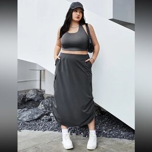 SHEIN curve plus size gray matching set size 4x